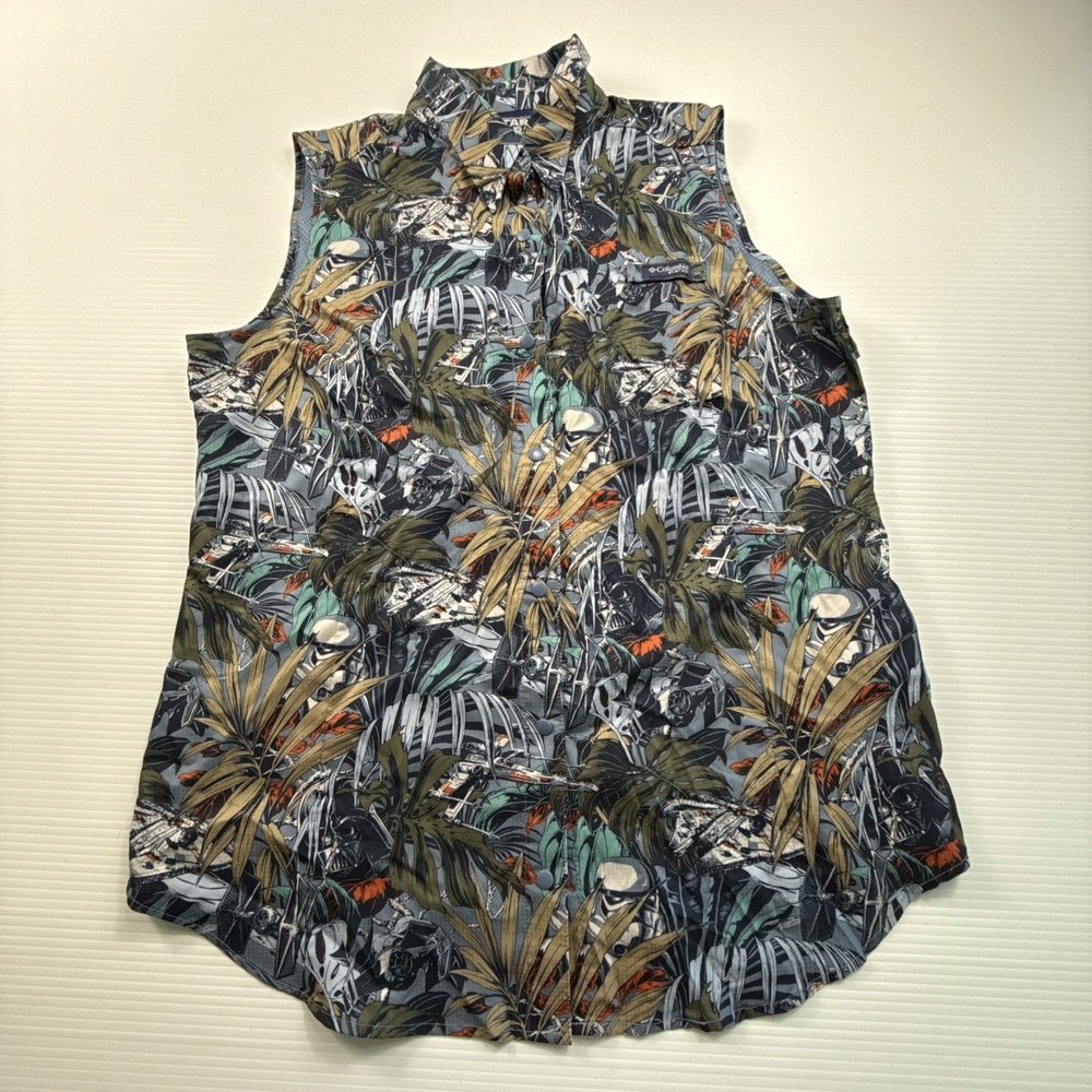 Columbia Star Wars PFG Women's Sleeveless Tank-top Fishing‎ Size L Snap Button